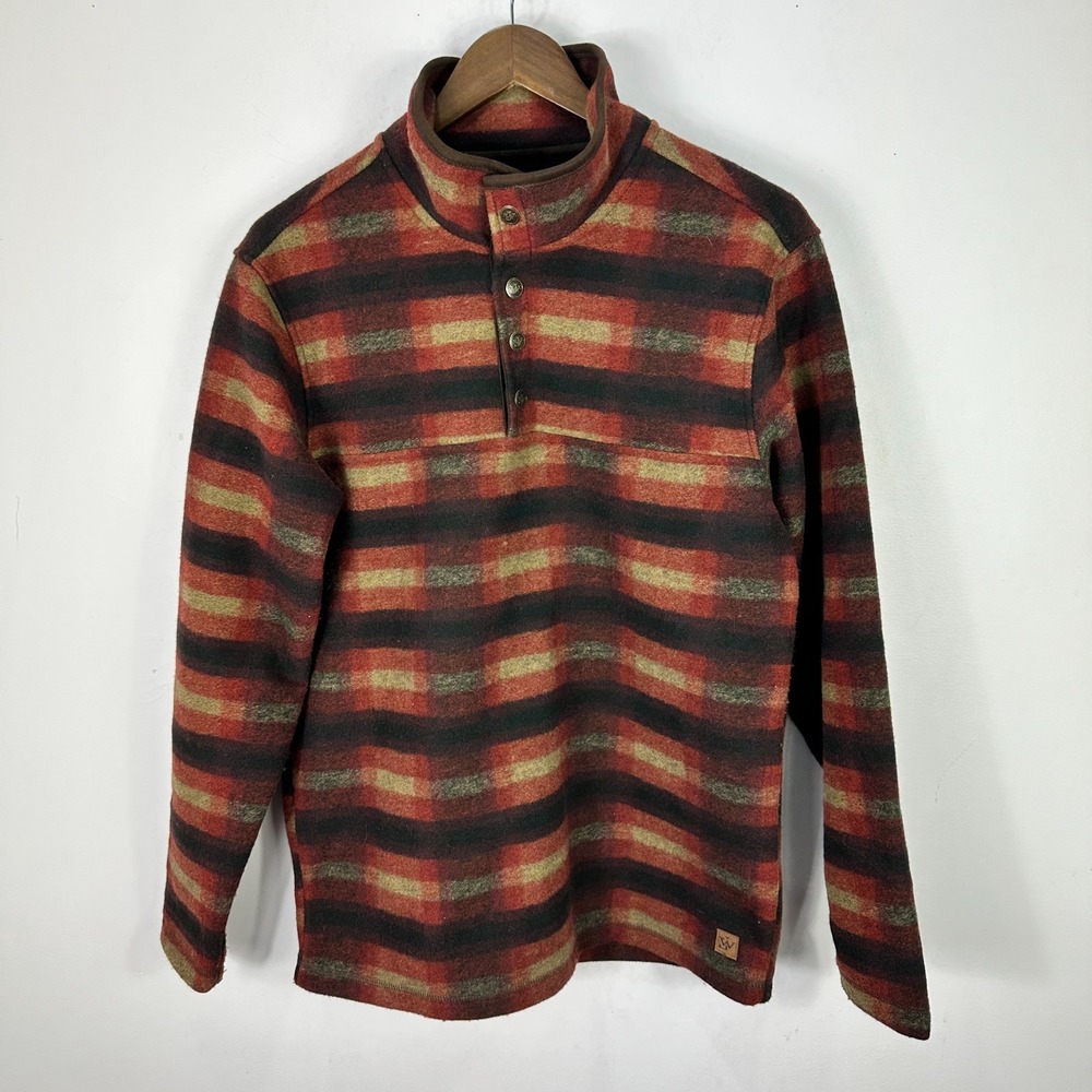 John Wayne 1/4 Snap Pullover‎ Fleece Mens Size Small Plaid Western Cowboy Ranch